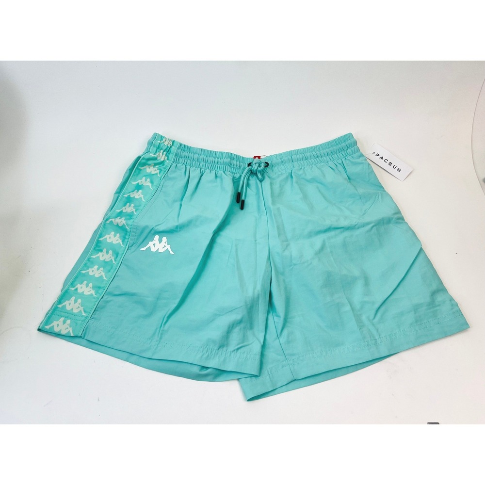 Kappa 222 Banda Coney Mens Aqua White Antique Swim Trunks Large NEW